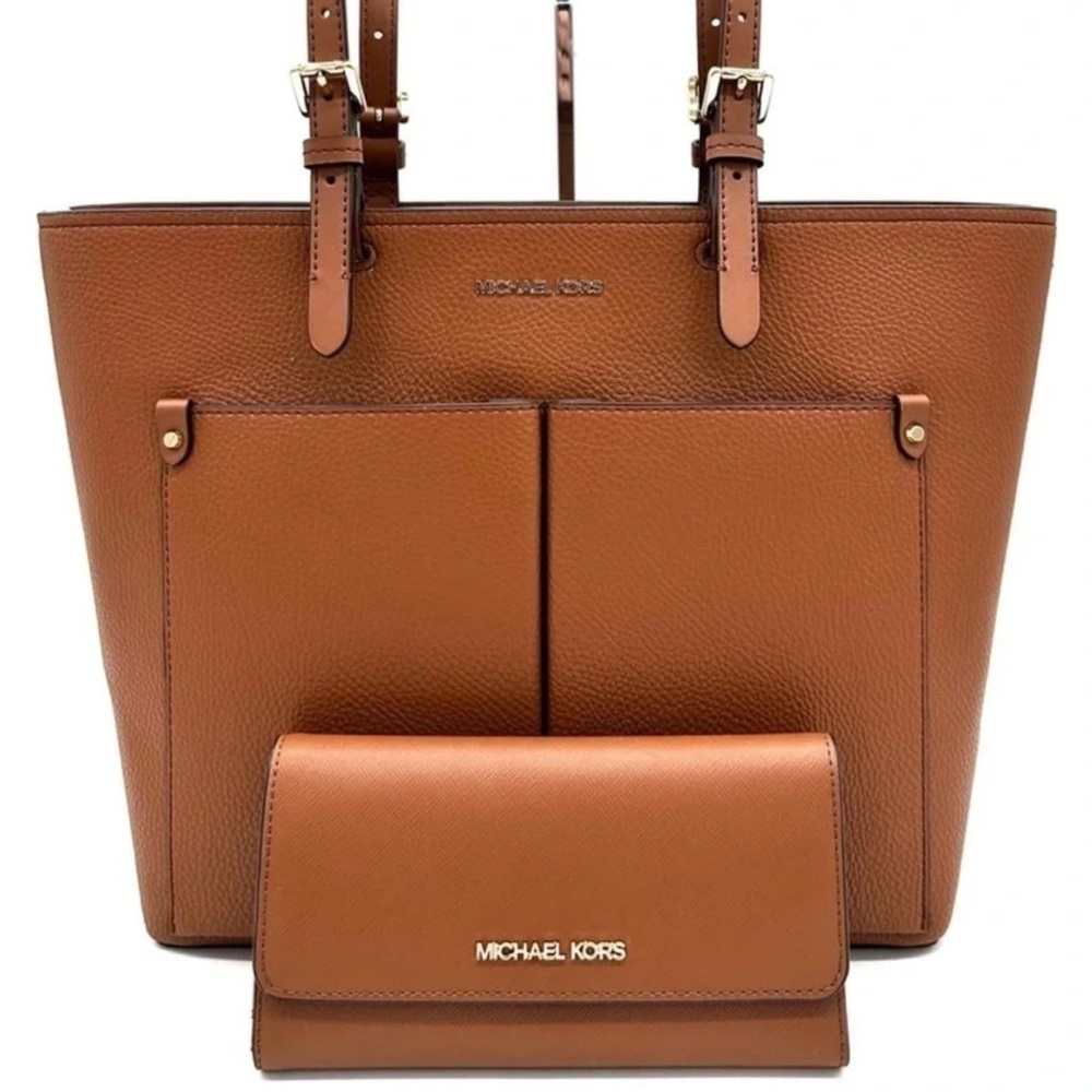 Michael Kors Jet Set Medium Pocket Tote Bag & Large Trifold Wallet Luggage
